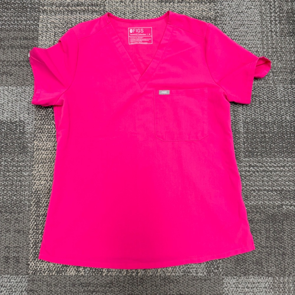 FIGS Catarina Scrub Top Womens Med shocking Pink dental medical nursing